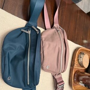 Lululemon Athletica Teal green and Mauve Belt Bags